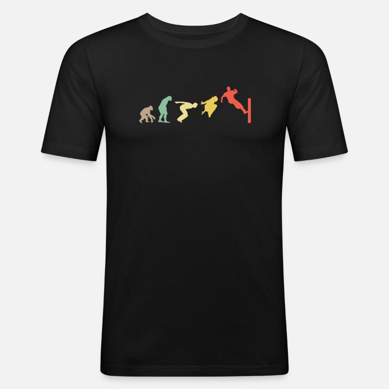 Retro Parkour Evolution - Männer Slim Fit T-Shirt - Schwarz