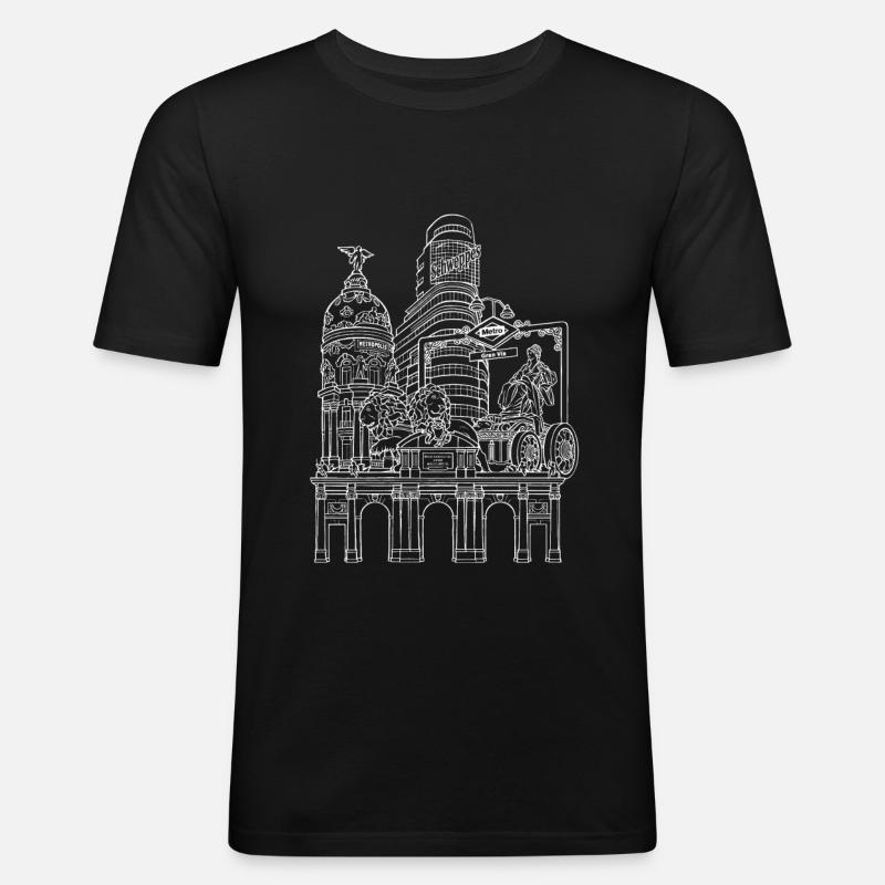 COLLAGE BLANC DE MADRID - T-shirt près du corps Homme - noir