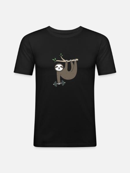 Sloth Barbell - Men's Slim Fit T-Shirt - black
