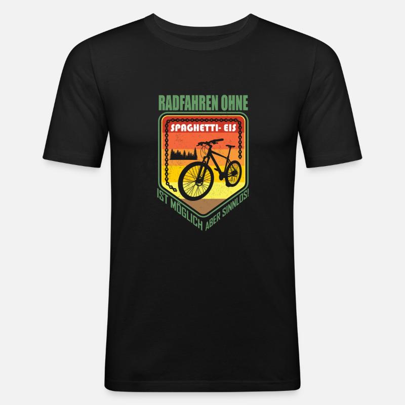 RADFAHREN OHNE SPAGHETTI-EIS IST MÖGLICH - Männer Slim Fit T-Shirt - Schwarz