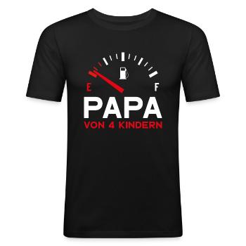 VATER VIER KINDER PAPA VON 4 KINDERN VATERTAG - Männer Slim Fit T-Shirt - Schwarz - Vorne - Nik (191cm)
