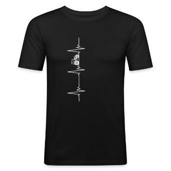 Herzschlag Traktor Landwirtschaft - Männer Slim Fit T-Shirt - Schwarz - Vorne - Nik (191cm)