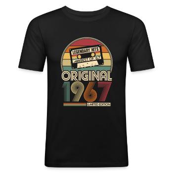 Jahrgang 1967 geboren Original Geburtstag Geschenk - Männer Slim Fit T-Shirt - Schwarz - Vorne - Nik (191cm)