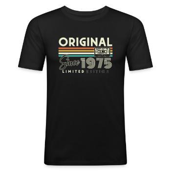 Original 1975 Jahrgang Vintage Retro Geburtstag - Männer Slim Fit T-Shirt - Schwarz - Vorne - Nik (191cm)
