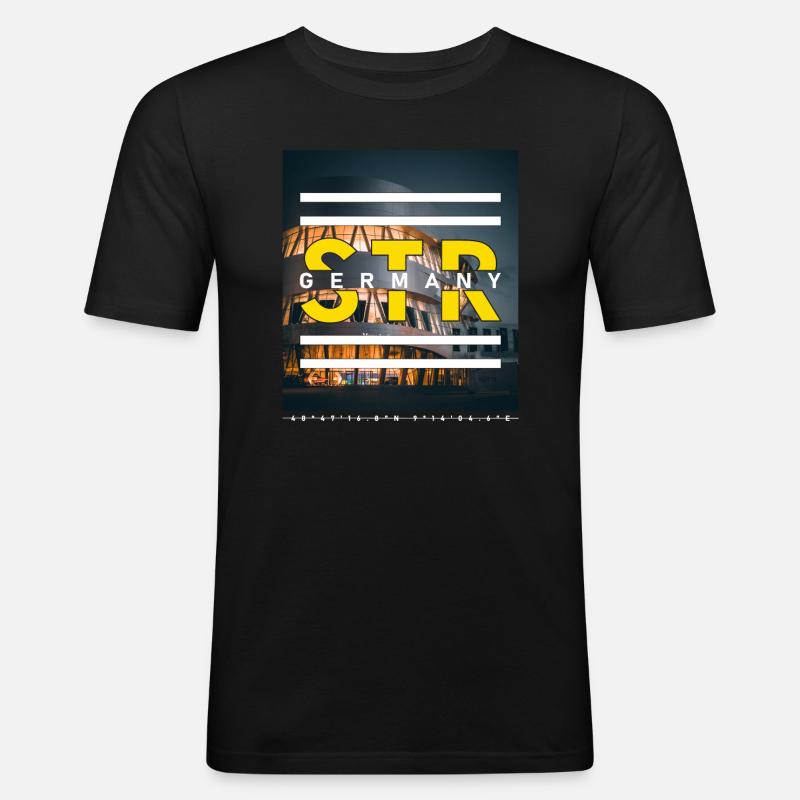 Stuttgart STR Germany - Museum - Männer Slim Fit T-Shirt - Schwarz