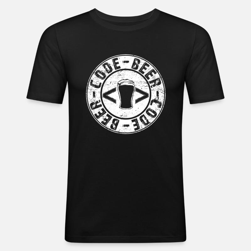 Beer and Code - Männer Slim Fit T-Shirt - Schwarz