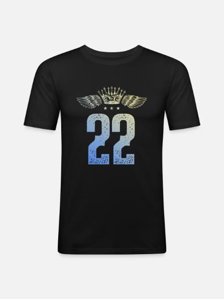 22 Number crown - Men's Slim Fit T-Shirt - black