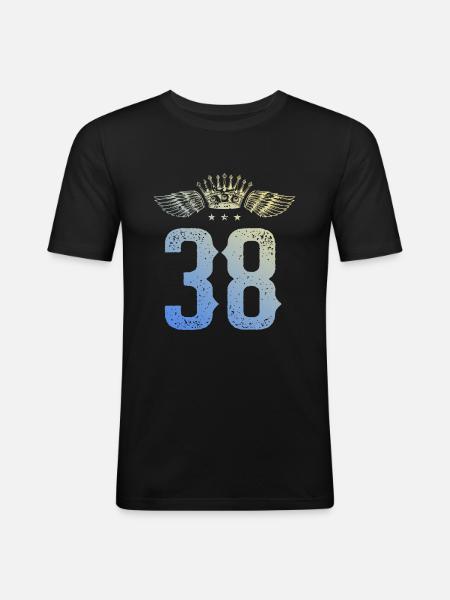 38 Couronne numérique - T-shirt près du corps Homme - noir