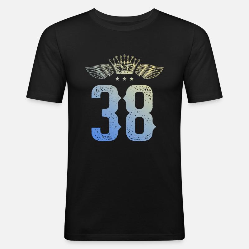38 Zahl Krone - Männer Slim Fit T-Shirt - Schwarz
