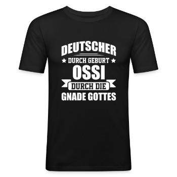 Ossi Ostdeutscher Sachsen - Männer Slim Fit T-Shirt - Schwarz - Vorne - Nik (191cm)