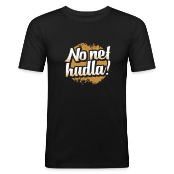 Souabe Aucun net hudla! - T-shirt près du corps Homme - noir - Devant - Nik (191cm)