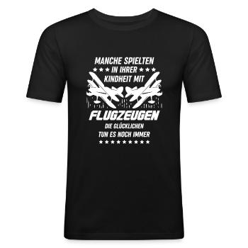 Modellflieger Modellflugzeug Modellbauer - Männer Slim Fit T-Shirt - Schwarz - Vorne - Nik (191cm)