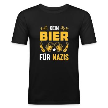 Kein Bier für Nazis - Männer Slim Fit T-Shirt - Schwarz - Vorne - Nik (191cm)