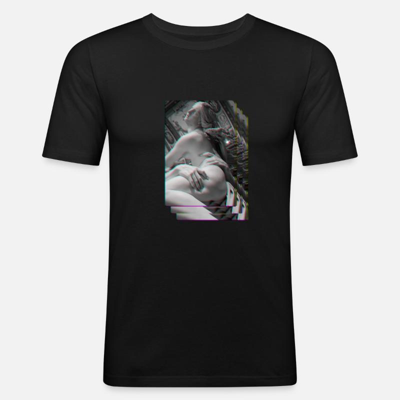 Vaporwave Synthwave - Männer Slim Fit T-Shirt - Schwarz