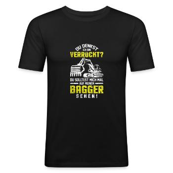 Baggerfahrer - Männer Slim Fit T-Shirt - Schwarz - Vorne - Nik (191cm)
