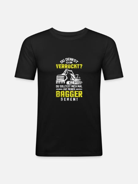Baggerfahrer - Männer Slim Fit T-Shirt - Schwarz