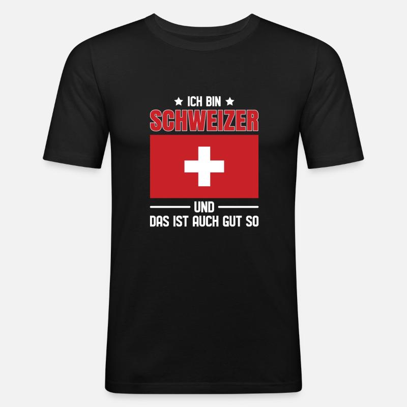 Schweizerdeutsch Schweizer Schweiz - Männer Slim Fit T-Shirt - Schwarz