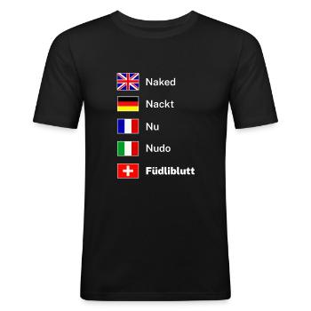 Switzerland Swiss German dialect - Men's Slim Fit T-Shirt - black - Front - Nik (191cm)