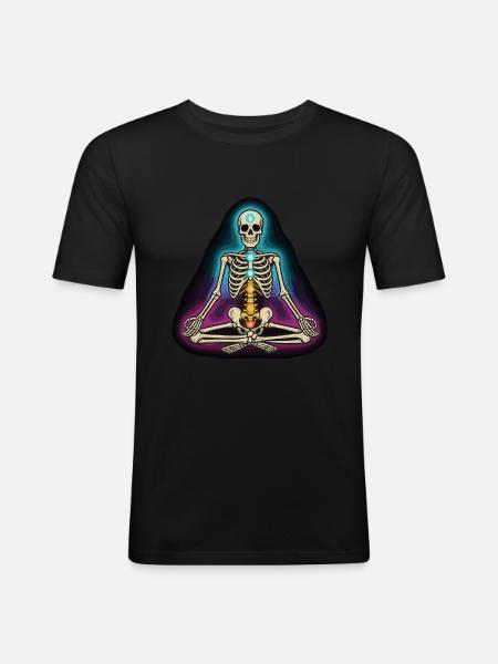 Skeleton Yoga - Chakra Pose - Men's Slim Fit T-Shirt - black