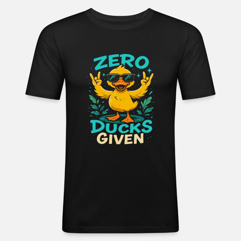 Zero Ducks Given Enten-Motiv Spaß - Männer Slim Fit T-Shirt - Schwarz
