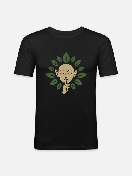Elfin silence surrounded with leaves - Men's Slim Fit T-Shirt - black