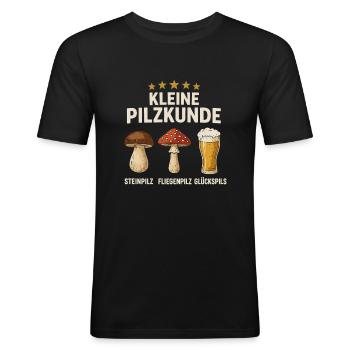 Kleine Pilzkunde Bier Spaß Design - Männer Slim Fit T-Shirt - Schwarz - Vorne - Nik (191cm)