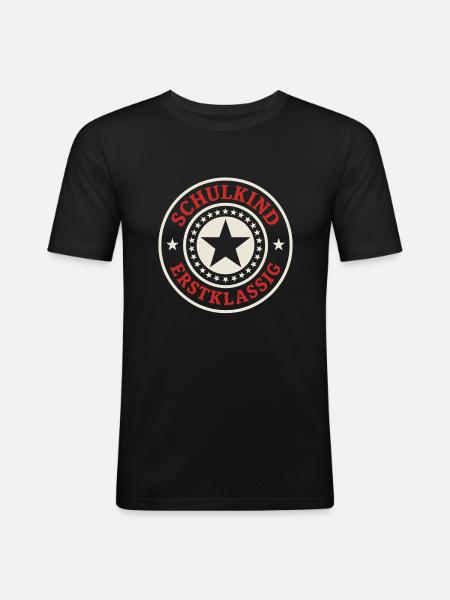 Schulkind Erstklassig Badge - Männer Slim Fit T-Shirt - Schwarz