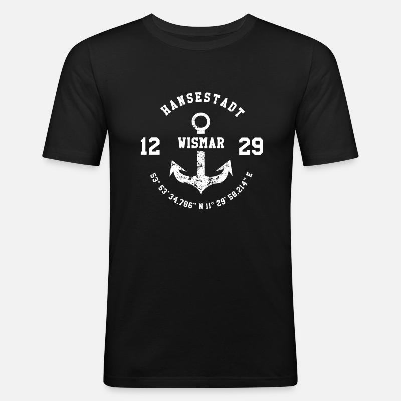 Hansestadt Wismar 1229 - Männer Slim Fit T-Shirt - Schwarz