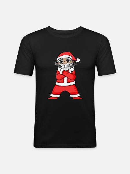 Weihnachtsmann mit Waffen - Männer Slim Fit T-Shirt - Schwarz