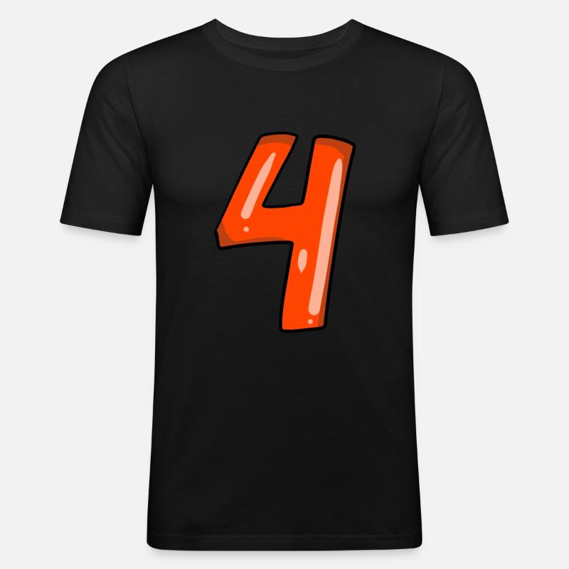4 rot - Männer Slim Fit T-Shirt - Schwarz