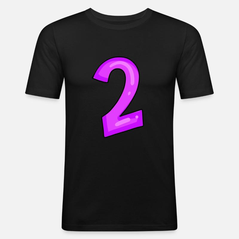 Zwei - Nummer 2 - Männer Slim Fit T-Shirt - Schwarz