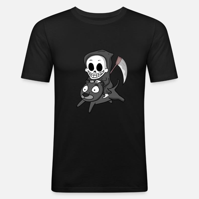 Sensenmann und Schwarzer Panther - Männer Slim Fit T-Shirt - Schwarz