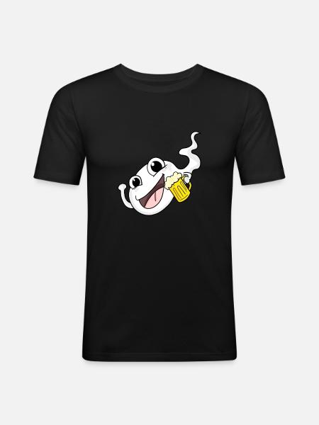 Sperm with beer - Men's Slim Fit T-Shirt - black