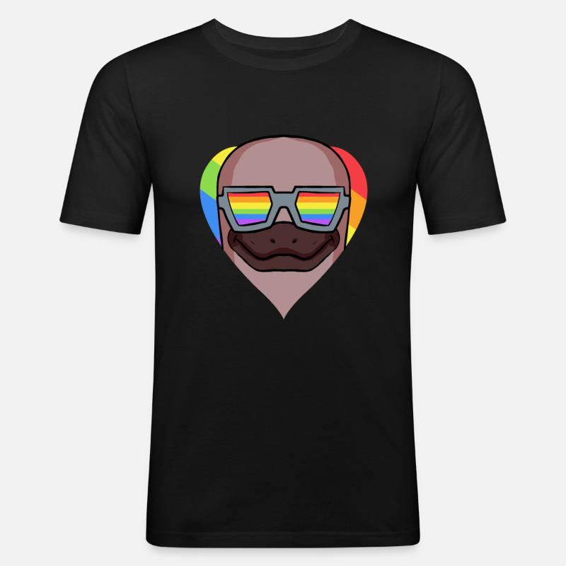 LGBT Tier Schnabeltier Regenbogen - Männer Slim Fit T-Shirt - Schwarz