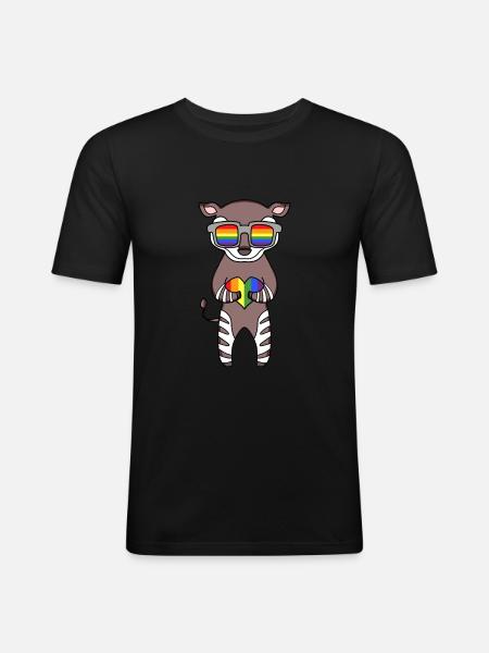 LGBT Animal Okapi Rainbow - Men's Slim Fit T-Shirt - black