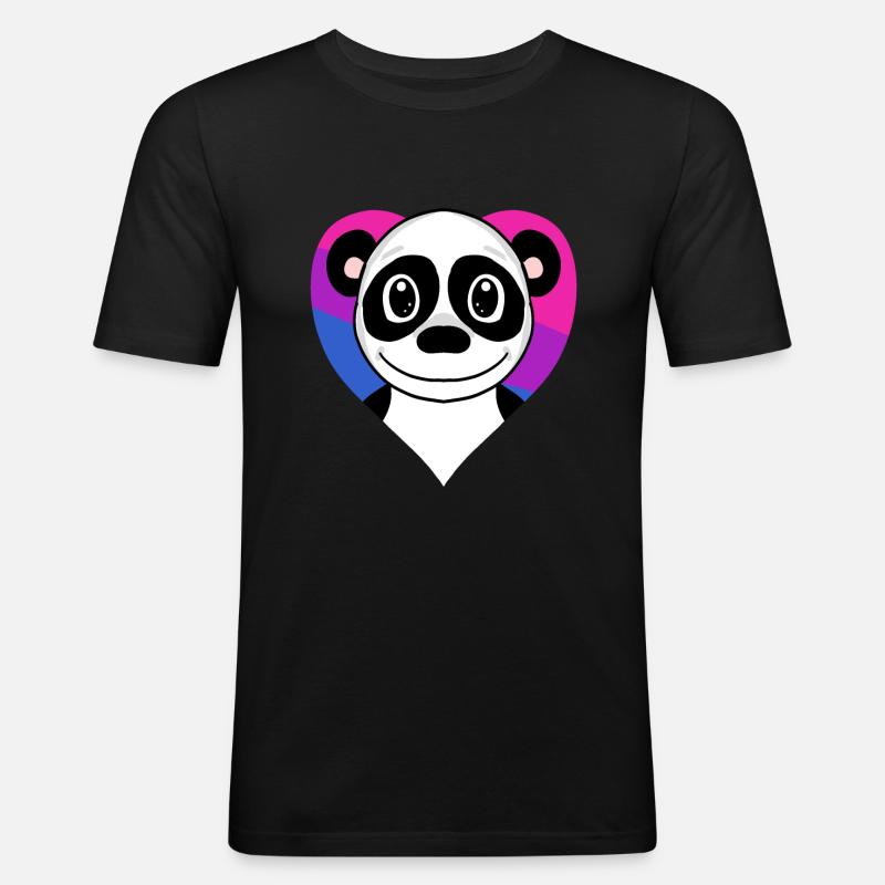 Bisexuell Panda Geschenk - Männer Slim Fit T-Shirt - Schwarz
