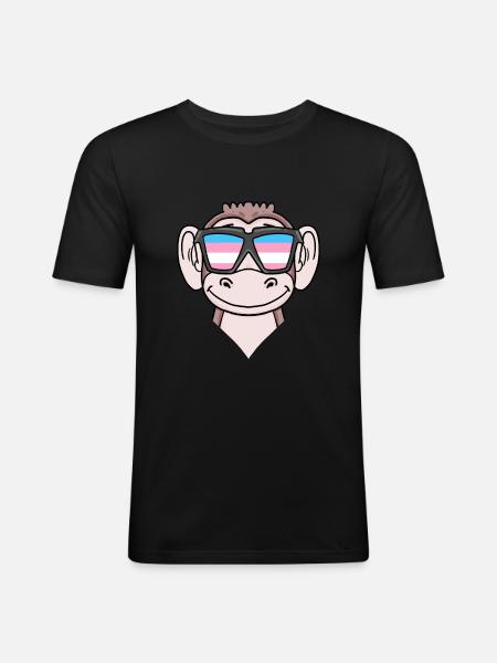 Transgender Transsexual Monkey Gift - Men's Slim Fit T-Shirt - black