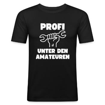 Profi Amateur KFZ Mechaniker Hobby Lustig - Männer Slim Fit T-Shirt - Schwarz - Vorne - Nik (191cm)