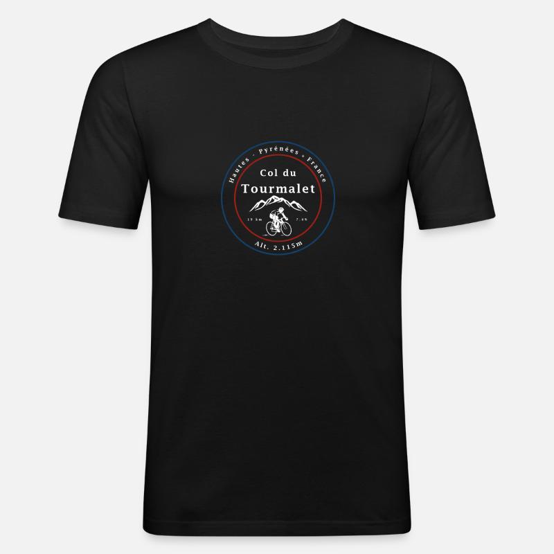 Col du Tourmalet - Männer Slim Fit T-Shirt - Schwarz