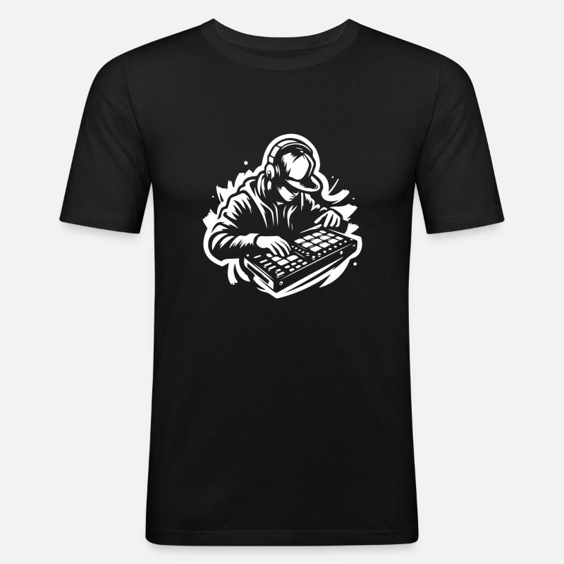Beatmaker - Männer Slim Fit T-Shirt - Schwarz