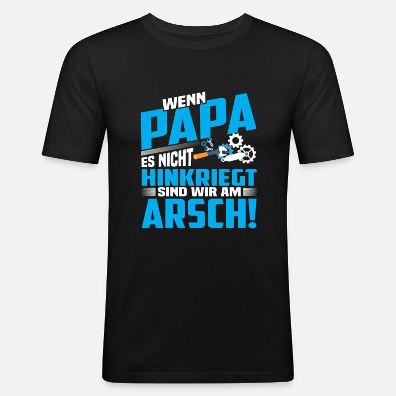 Papa Handwerker - Männer Slim Fit T-Shirt - Schwarz