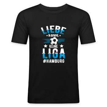 Hamburg Fußball 2. Liga Aufstieg - Männer Slim Fit T-Shirt - Schwarz - Vorne - Nik (191cm)
