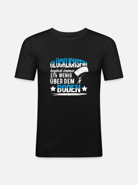 Saut en parachute - T-shirt près du corps Homme - noir