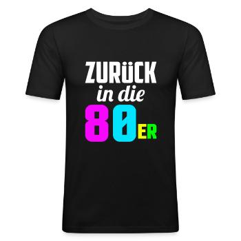 80s Eighties - Men's Slim Fit T-Shirt - black - Front - Nik (191cm)