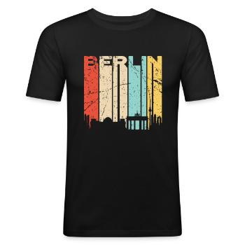 Hauptstadt Berlin - Männer Slim Fit T-Shirt - Schwarz - Vorne - Nik (191cm)
