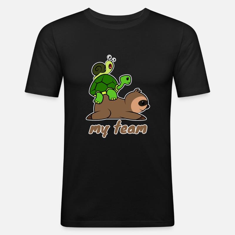 Team Langsam - Männer Slim Fit T-Shirt - Schwarz
