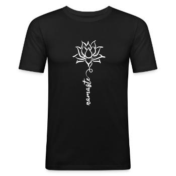 Fleur de Namaste - T-shirt près du corps Homme - noir - Devant - Nik (191cm)