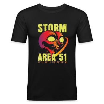Storm Area 51 - Männer Slim Fit T-Shirt - Schwarz - Vorne - Nik (191cm)