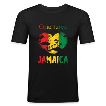 Jamaica One Love - T-shirt près du corps Homme - noir - Devant - Nik (191cm)