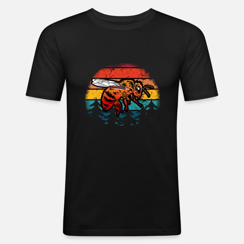 Biene - Männer Slim Fit T-Shirt - Schwarz